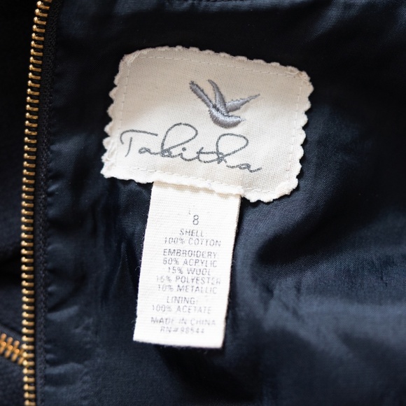 Anthropologie: Tabitha embroidered black textured midi dress Size 8 - Picture 6 of 6